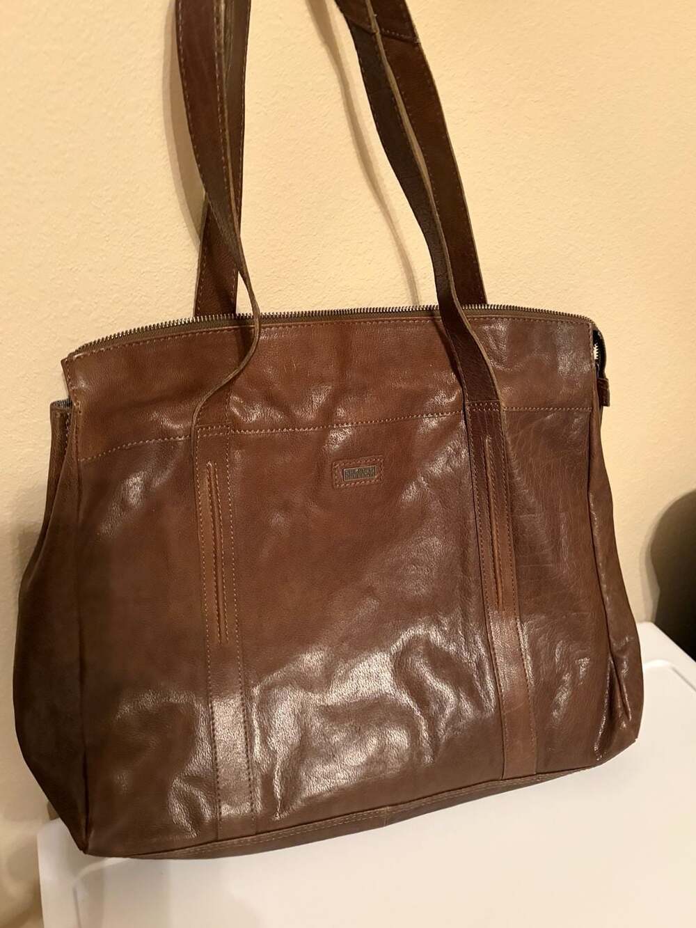 Spikes & Sparrow Brown Genuine Leather Laptop Tote Bag